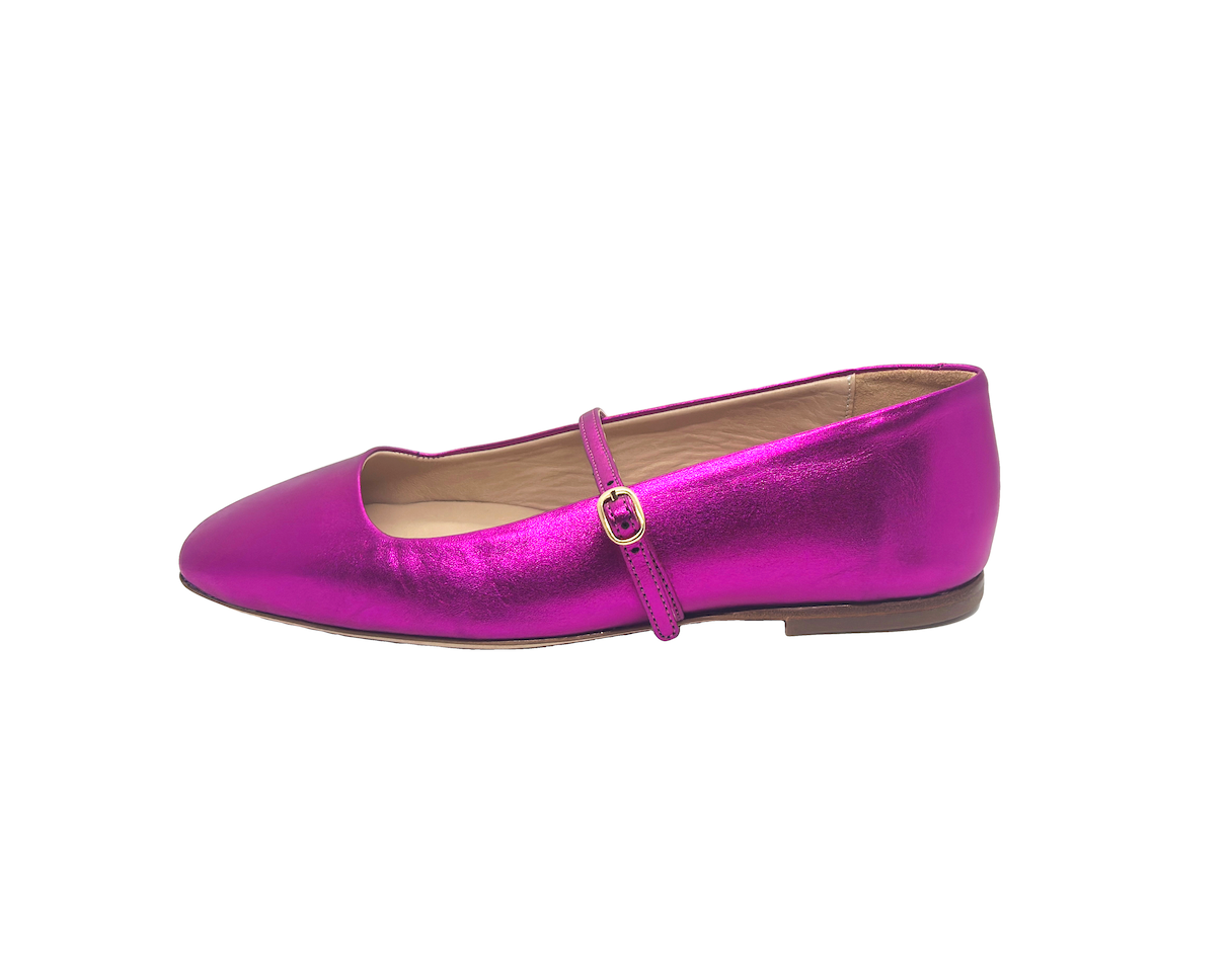 Hilda Mary Jane Ballet flats - Metallic Fuchsia (Hot Pink) *END OF SUMMER SALE